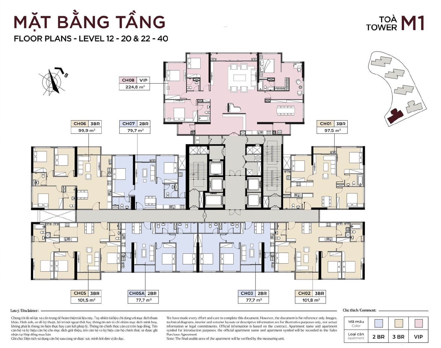 Mặt bằng tầng 12-20 v&agrave; 22-40 t&ograve;a M1 dự &aacute;n Metropoli5 Nam An Kh&aacute;nh