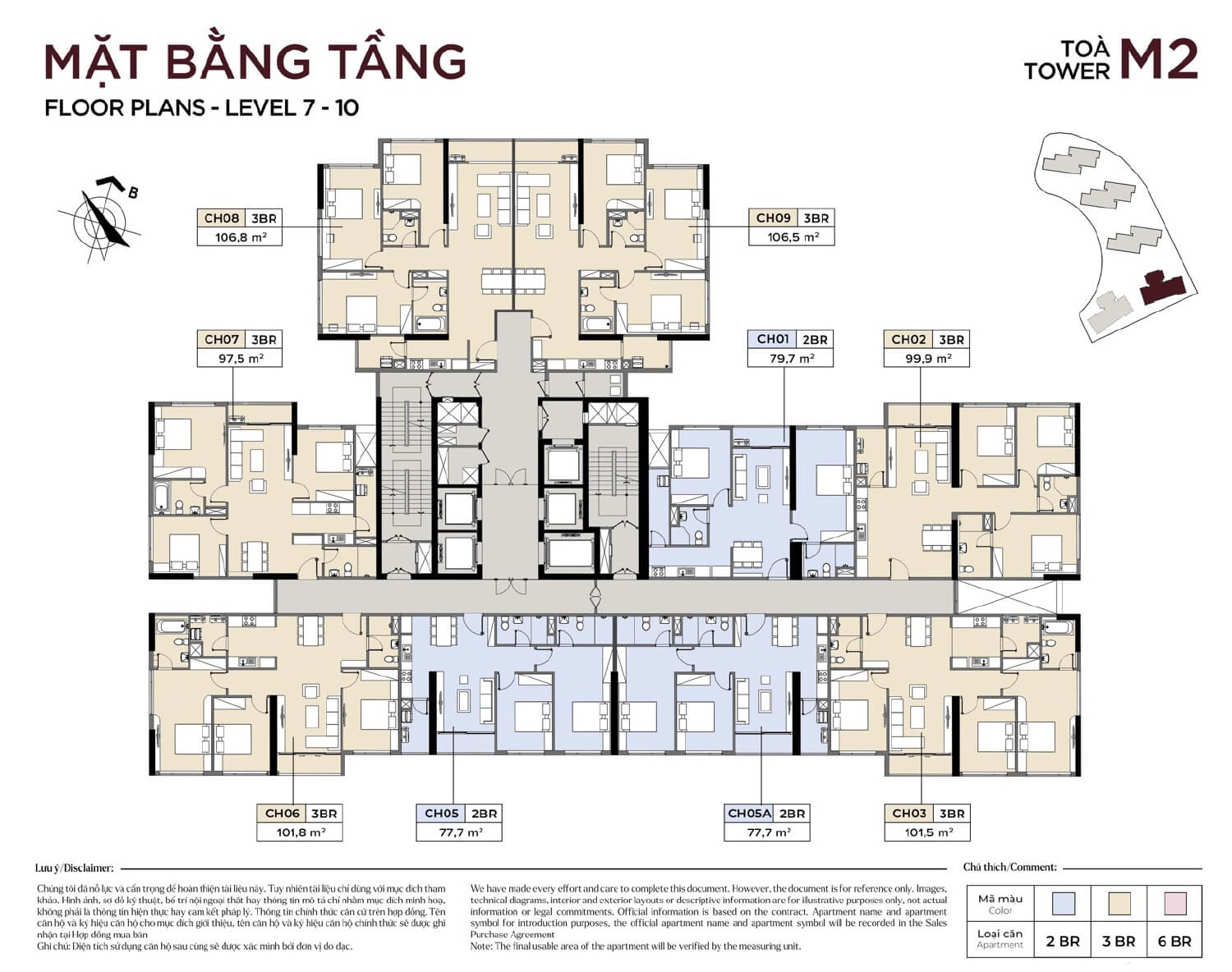 Mặt bằng tầng 7-10 t&ograve;a M2 dự &aacute;n Metropoli5 Nam An Kh&aacute;nh