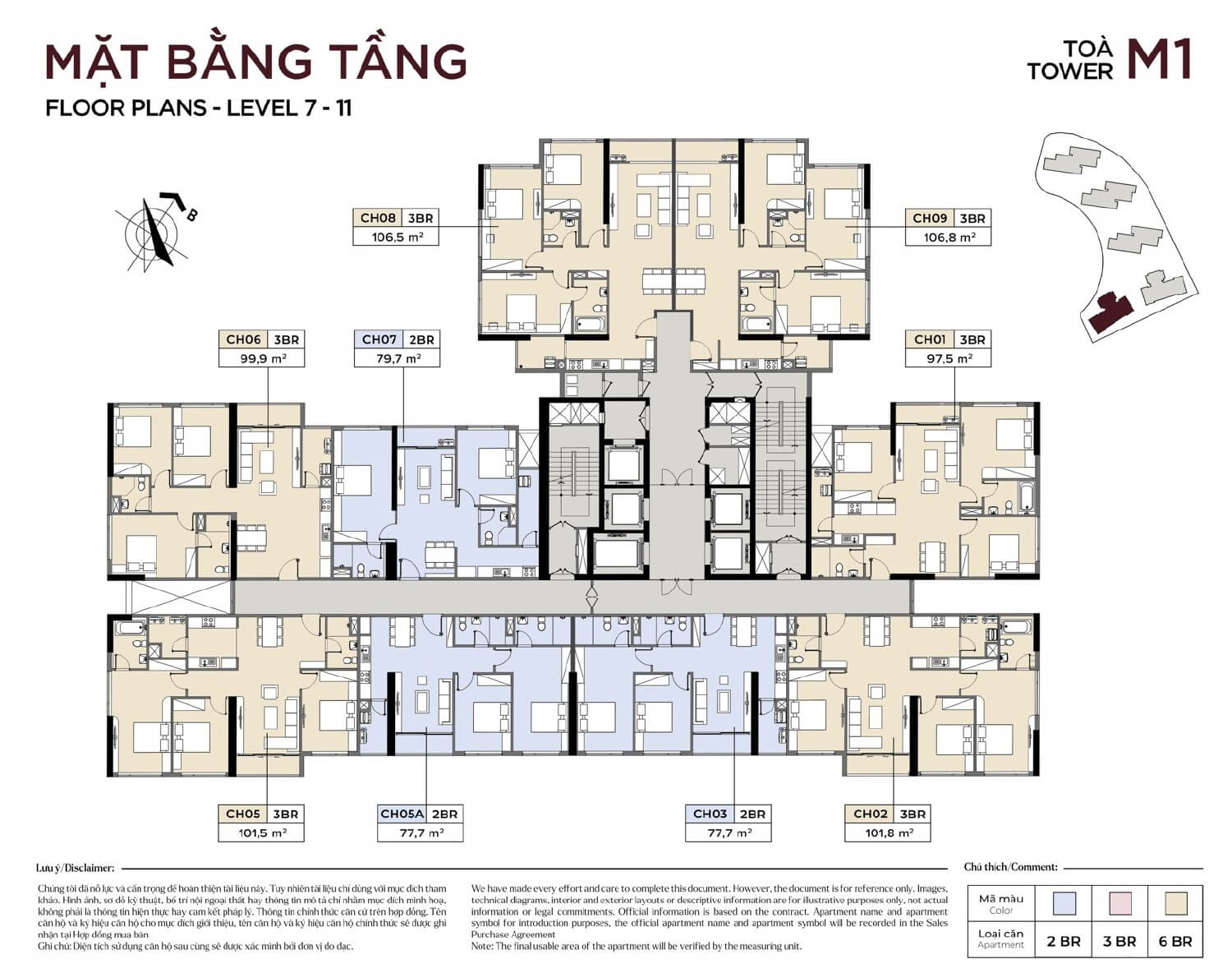 Mặt bằng tầng 7-11 t&ograve;a M1 dự &aacute;n Metropoli5 Nam An Kh&aacute;nh